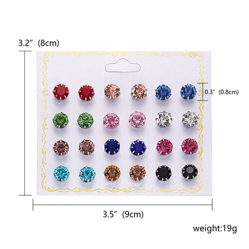 Rinhoo 12pairs Crystal Simulated Pearl Earrings Sets For Women Colorful Round Ear Stud Earrings Wedding Jewelry Box Earrings: 5