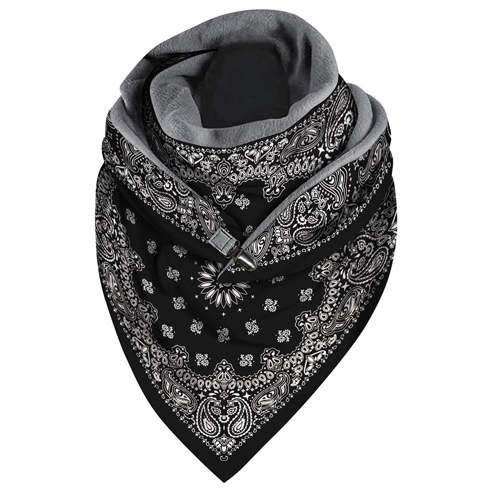 Scarf Floral Leopard Printed Fleece Scarf Winter Women Warm Wrap Ski Sportswear Triangle Women Scarves: 8