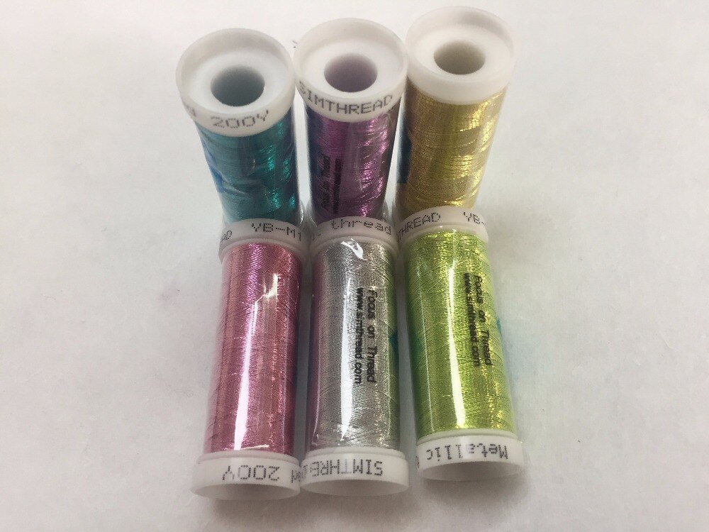 Metallic/Polyester Computer Machine Embroidery Thread Filament MS Type,150d/2 ,200 Yards *6Mini Spools 18g Each ,Super Shine ,
