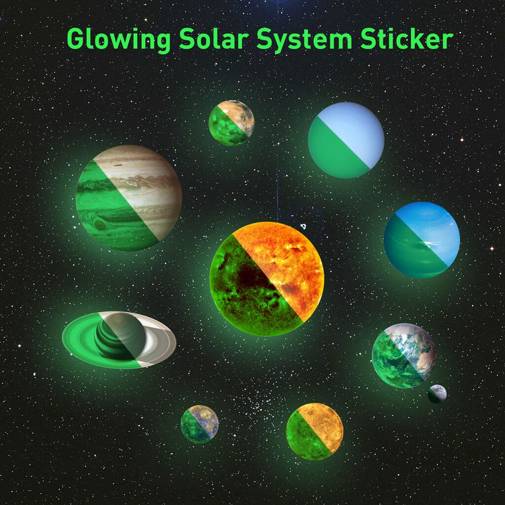 Autocollant planète phosphorescente, étoiles et planètes lumineuses, en PVC, Sticker mural pour chambre à coucher