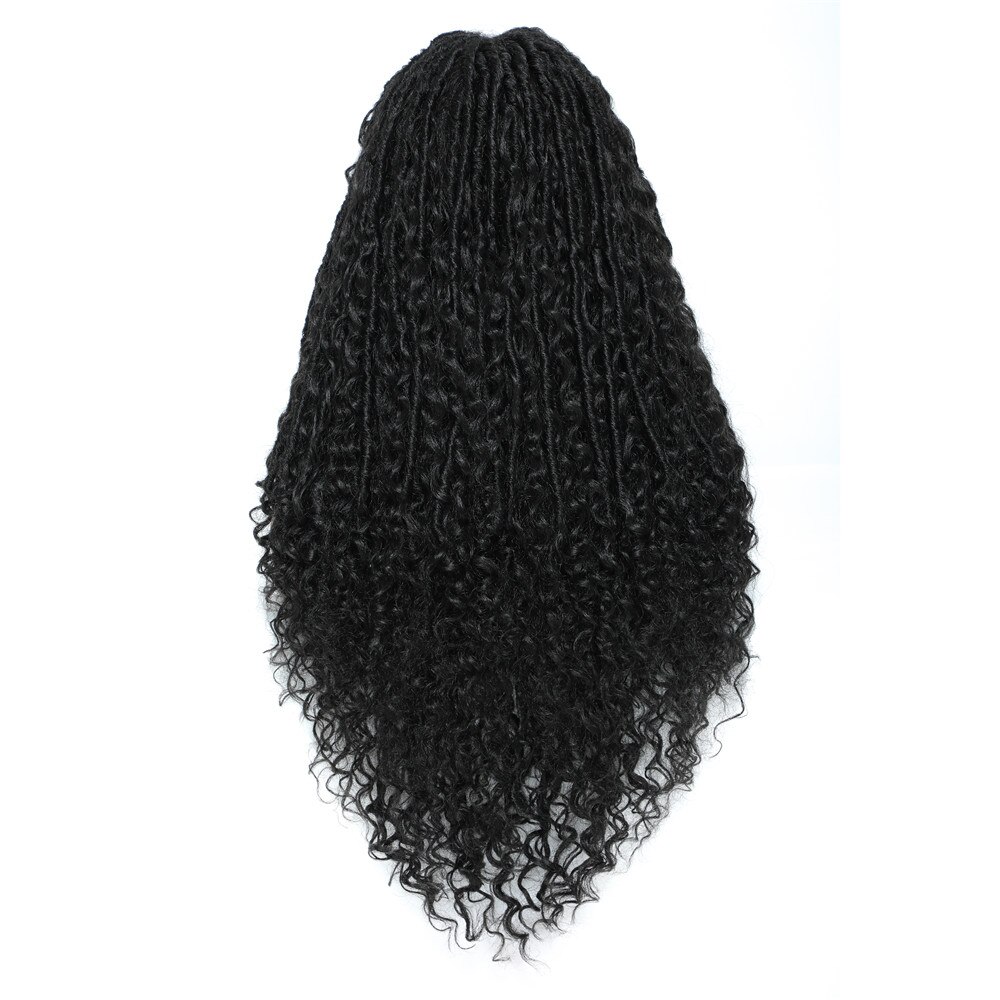 X-TRESS Faux Locs Braided Wigs Synthetic Lace Front Wig for Women Straight Dreadlock Mixed Curly Hair Middle Part Crochet Braids