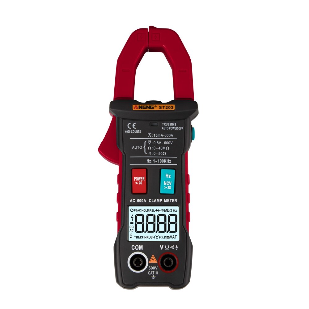 ANENG ST203 4000 Counts Full Range True RMS Digital Multimeter Clamp Meter AC/DC Voltage NCV Resistance Auto Range Flashlight