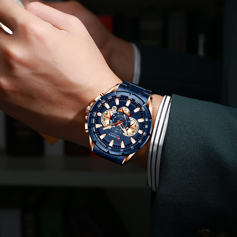Curren herenhorloges topmerk luxe chronograaf quartz herenhorloge waterdicht sportpolshorloge heren roestvrijstalen mannelijke klok