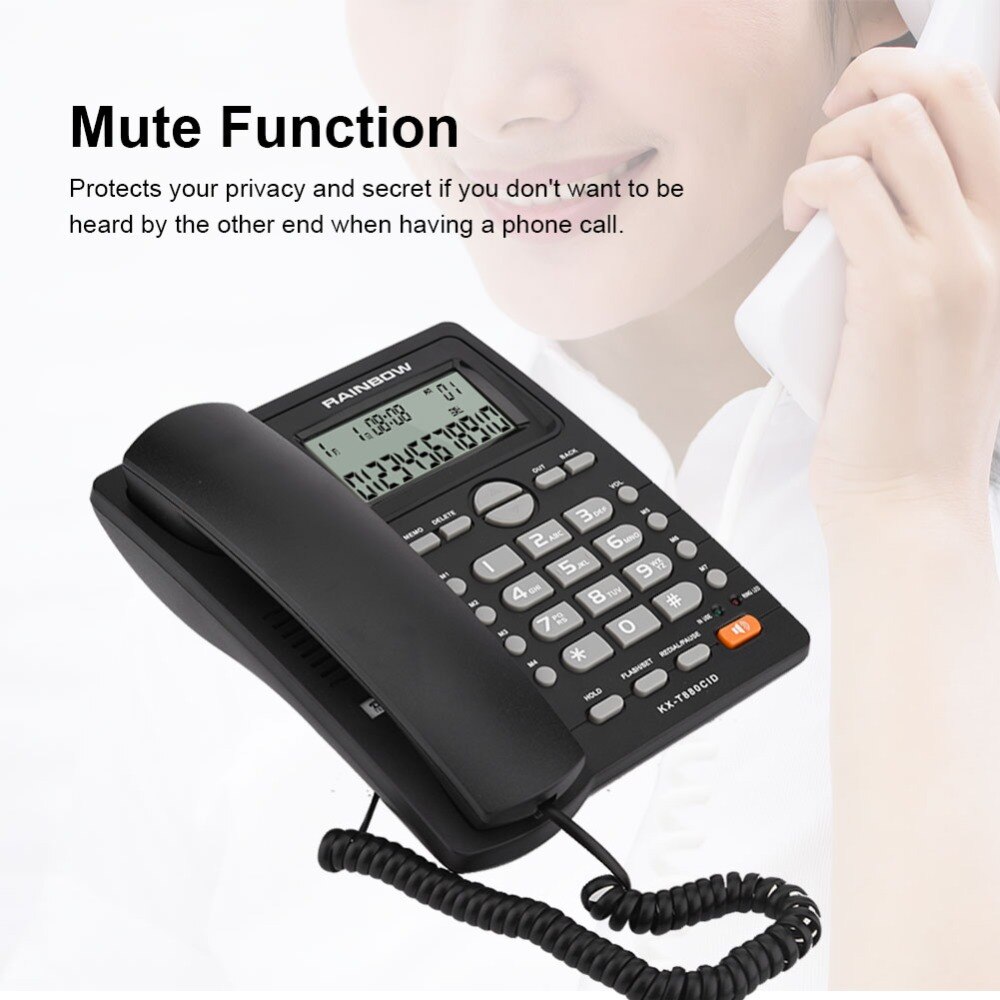 Teléfono Fijo DTMF/FSK con identificador de llamada, manos libres, sin batería, interfaz Dual, fijo, para casa, oficina y Hotel