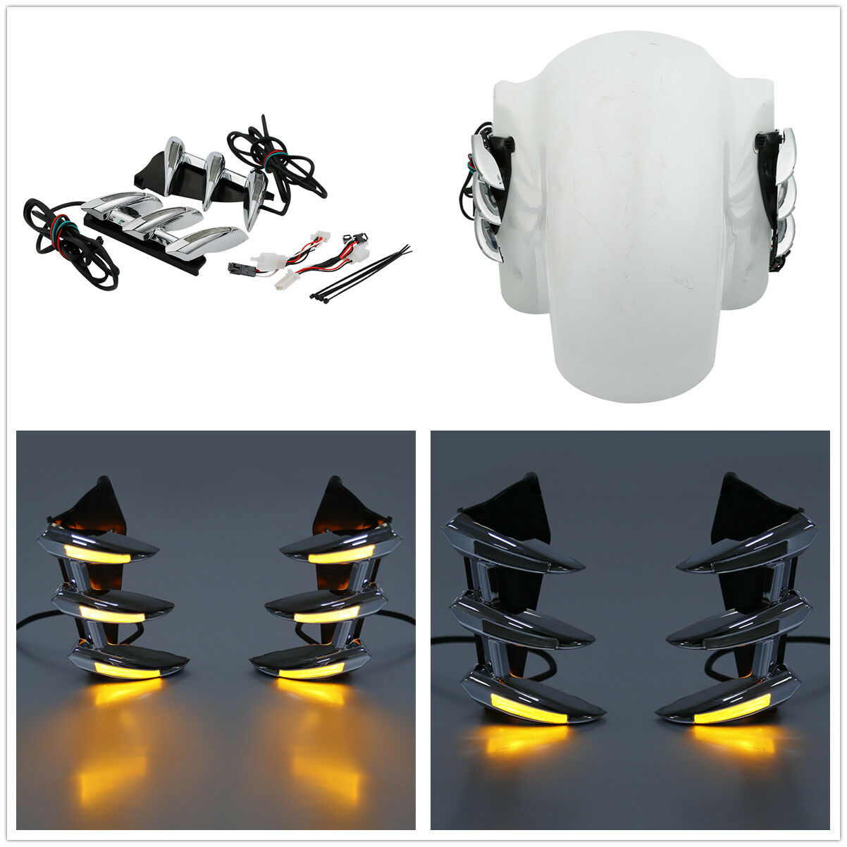 Motorcycle Front Fender Trim Indicator Amber Light For Honda Goldwing GL1800 2001 2007 2006 2005 2004 2003