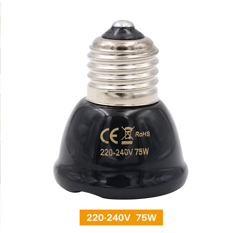 E27 kæledyr varmelampe til skildpadde slange firben infrarød keramisk emitter varme lys 50w/75w/100w krybdyr lampe reptil lys eu stik: 75w