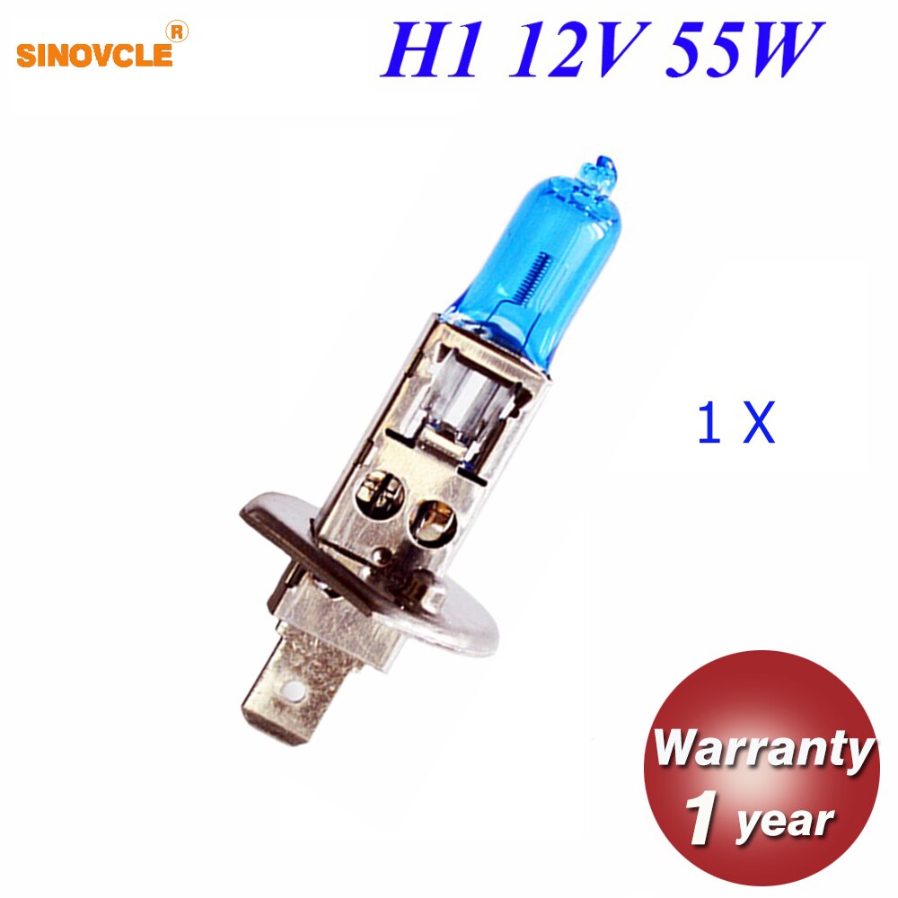Car Headlight Bulb H1 12V 55W Dark Blue Quartz Glass Super White 5000K Halogen Light Lamp