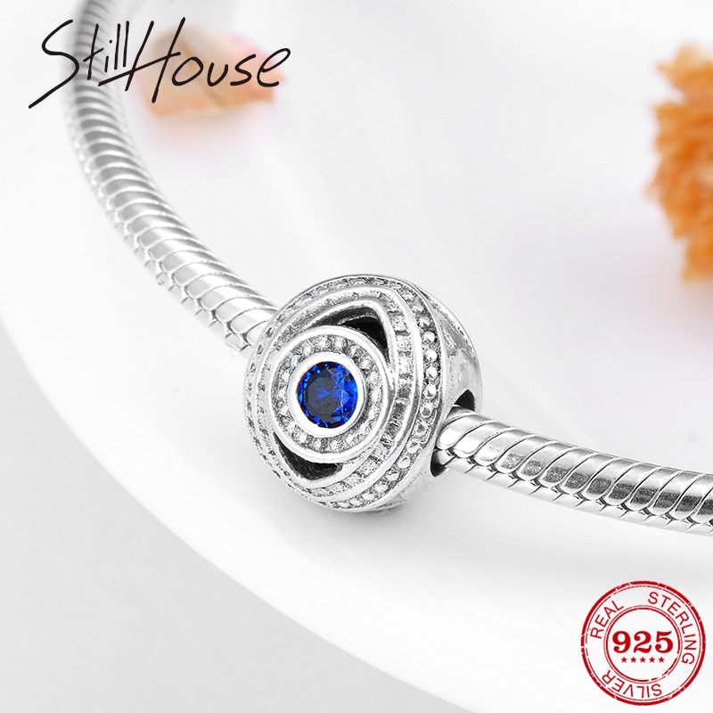 Blauw Echt 925 Sterling Zilver Charms Bead Fit Originele Europese Bedelarmband Sieraden Maken