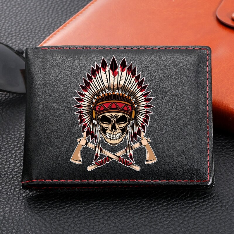 Indische Alte Mann Retro Porträt Leder Geldbörsen Bifold Kurzen Münze Geldbörsen Kreditkarte Halter Männlichen Geldbörse carteira masculina