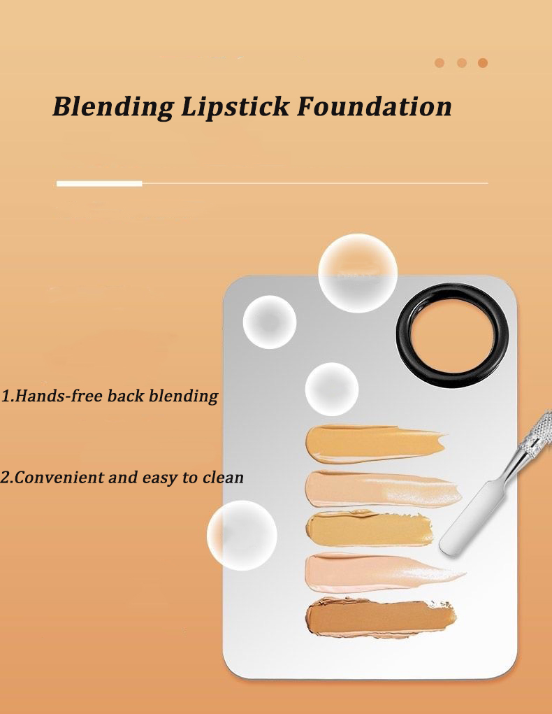 Paleta de mezcla de maquillaje, base, lápiz labial, sombra de ojos, paleta mezcladora de acero inoxidable con espátula, barra mezcladora, herramientas de belleza para uñas-A