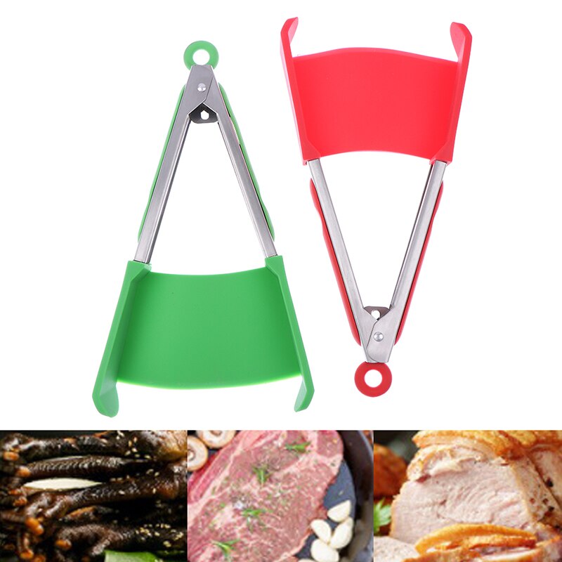 2 In 1 Smart Keuken Spatel En Tang Non-stick Hittebestendige Rvs Frame Silicone Tang Keuken Gereedschap gadget