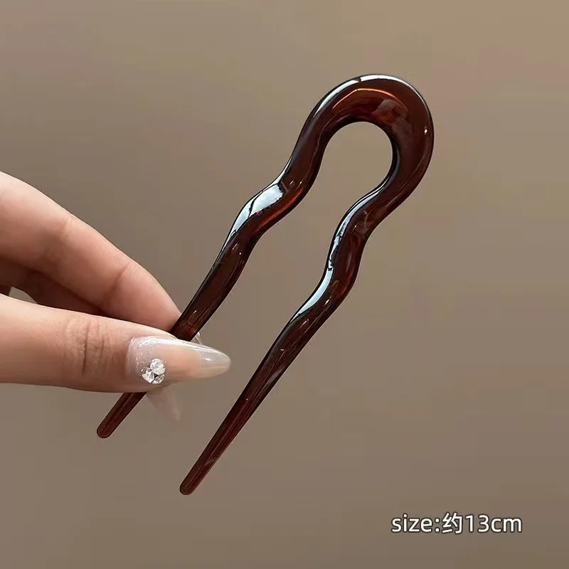 Épingle à cheveux en forme de U pour femme, fouet de luxe, style prairie, style chinois, épingle à cheveux enroulée, simple, 03, partenaires, vêtements de sauna: kaki foncé