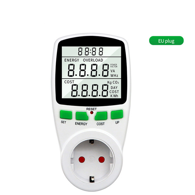 Digitaler Leistungsmesser, digitaler LCD-Stromzähler, Zähler, Ausgang, Leistungsmesser, zeitliche Koordinierung-Buchse, elektronische Zeitschaltuhr, Steckdose: Braun