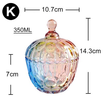 Europese stijl Kleurrijke Glas Snoep tank Kruiden Opbergdoos Suikerpot Glazen Potten En Deksels Opslag Sieraden Doos: K