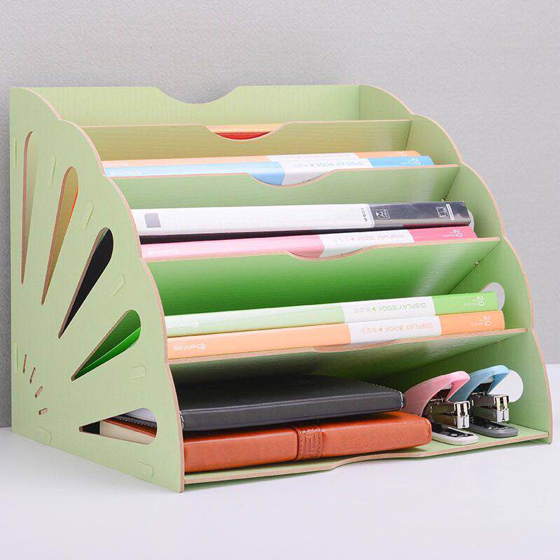 5 plateaux en bois pour documents de bureau, plateau à lettres, organisateur trieur de fichiers de bureau, support pour le bureau à domicile: Green