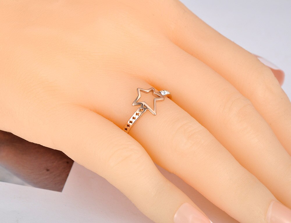 Lokaer Design originale in acciaio inossidabile CZ cristallo stella anelli gioielli per donna ragazza Chic personalità romantica anello di barretta R20008