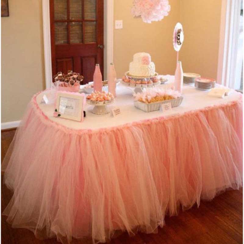 Wedding Party Tutu Table Skirt Tableware Cloth Baby Shower Party Home Decor Table Skirting Birthday Party 100x80cm: 11