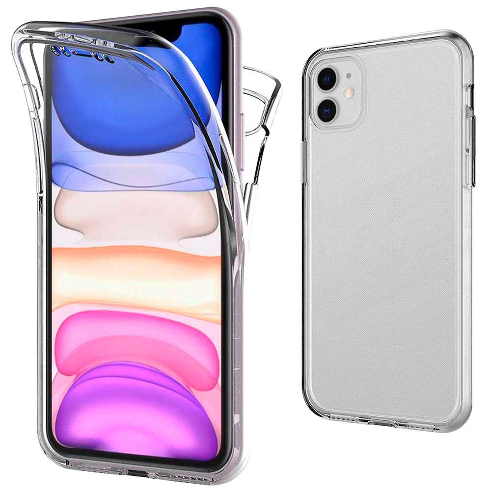 TPU Hülle 360 Grad Handyhülle für Iphone 11 Klar Schutz Schutzhülle Displayschutz Full Cover Vorne+Hinten Silikon Gel