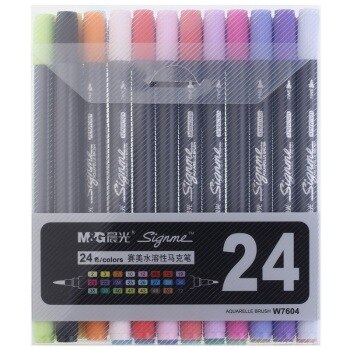 24 Kleuren Oplosbare Pennen Art Supplies Voor Tekening Water Oplosbare Mark Pen 24 Dubbele Slider Multicolour Marker Schilderen Sets