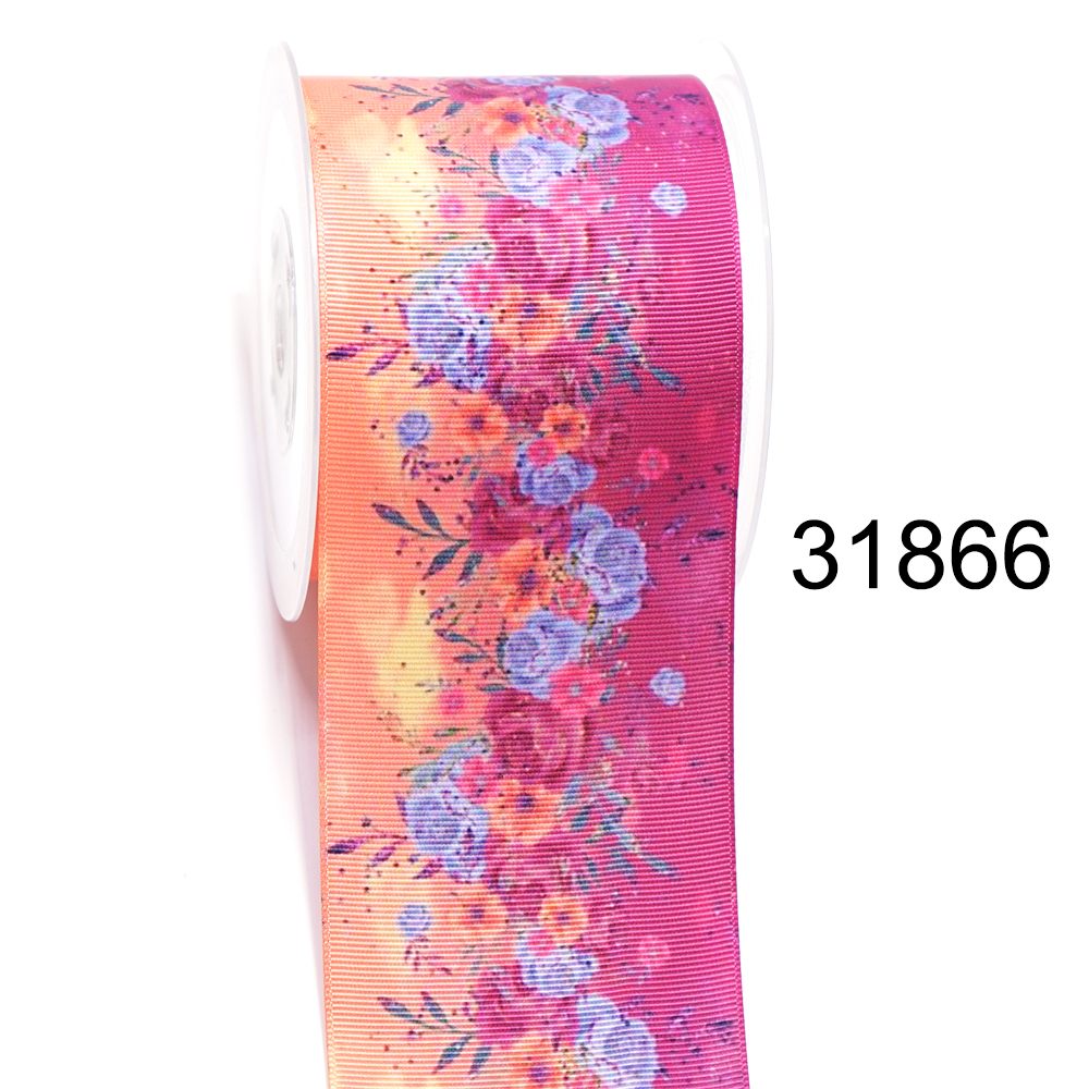 Nastro in Grosgrain stampato con fiori di cartone animato, forniture artigianali fai da te, accessori per cucire, 5 yarde 26079: Rame / M
