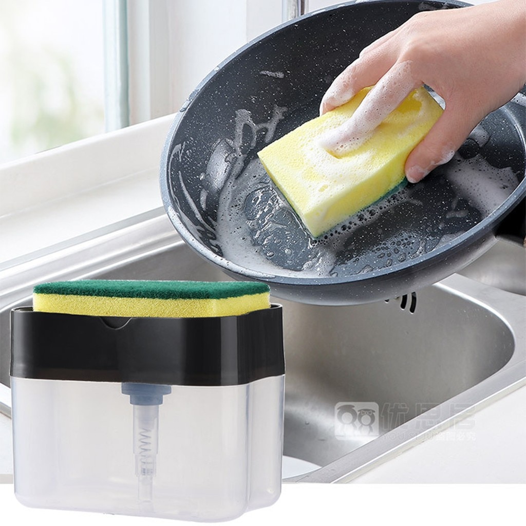 2-in-1sponge Rack Zeepdispenser Zeepdispenser En Spons Caddy 13 Gram Container Spons Aanrecht Zeep Houder Rac