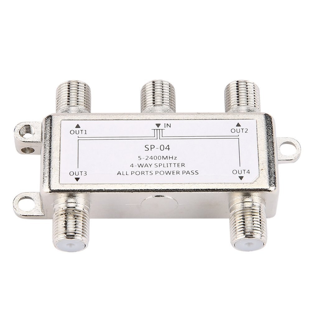 4 Way 4 Canale Satellitare/Antenna/TV Via Cavo Splitter Distributore di 5-2400MHz F Tipo SP-04 Booster splitter Tv di Casa Attrezzature