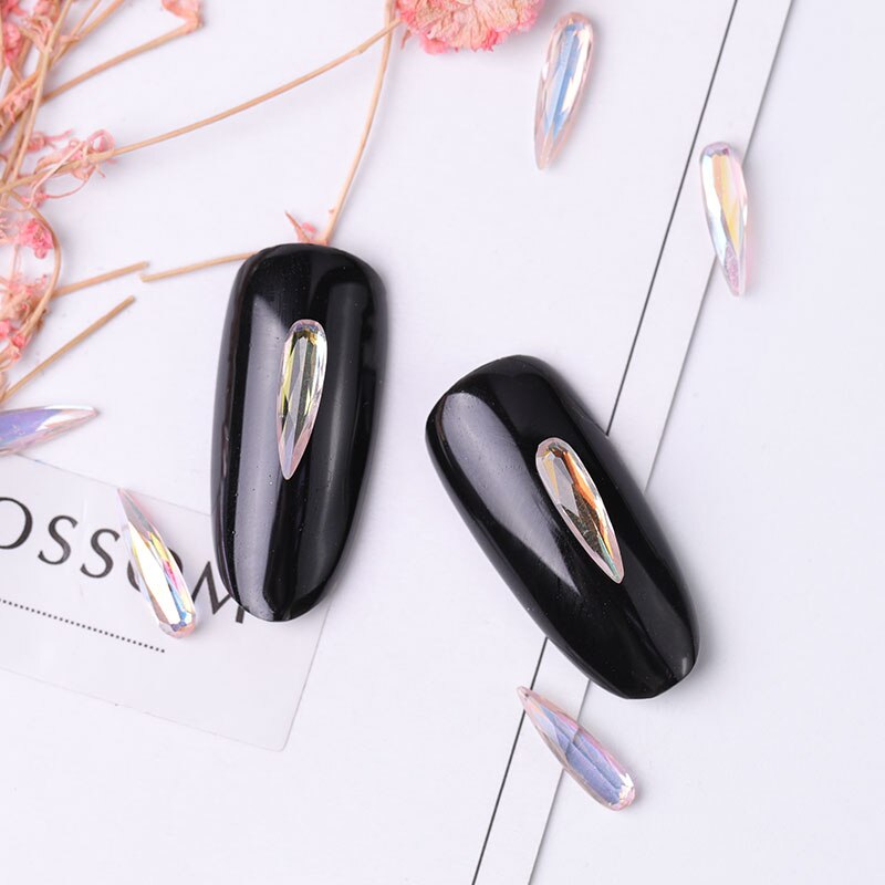 10 stykker ab negle krystal rhinsten perler lange vand charms 3d sten rhinsten negle kunst dekorationer manicure tilbehør