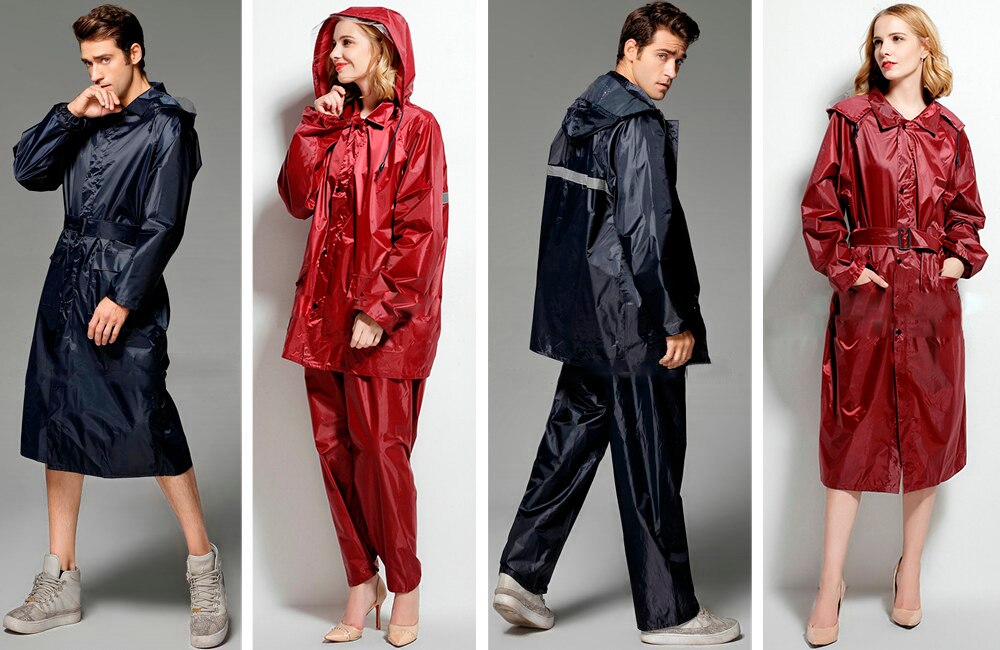 rain coat women polyester waterproof rainwear suits men navy raincoat for fishing camping YY094