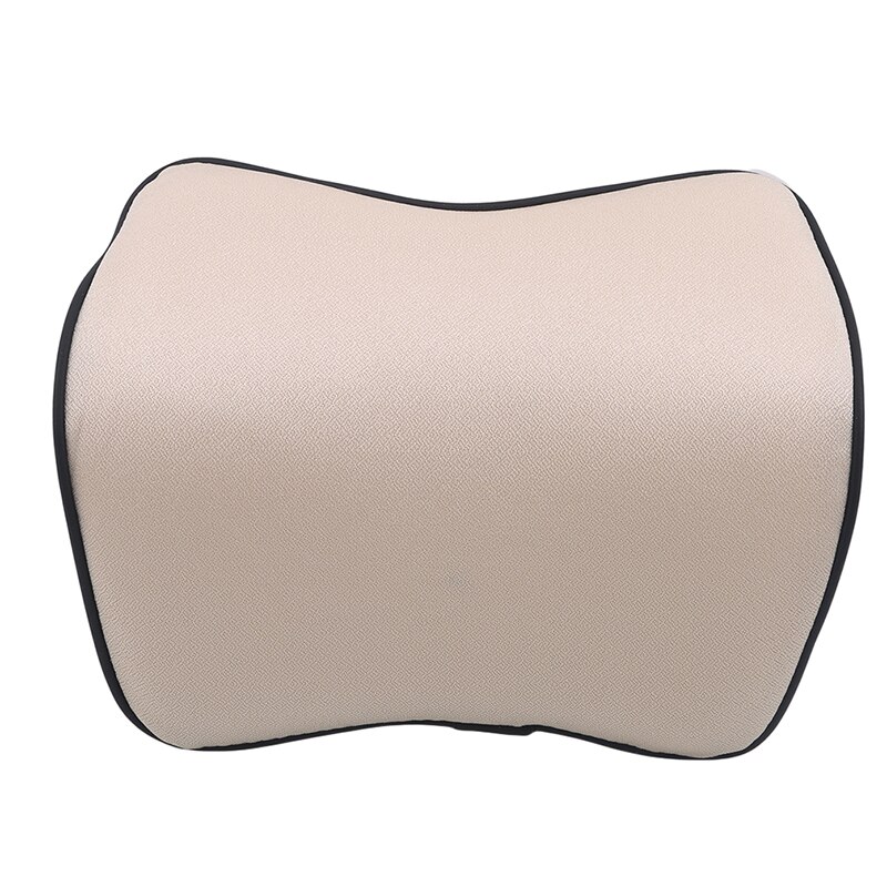 Car Pillows 3D Memory Foam Warm Car Neck Pillow PU Leather Car Seat Cushion Universal Lumbar Back Support Auto Accessories: beige
