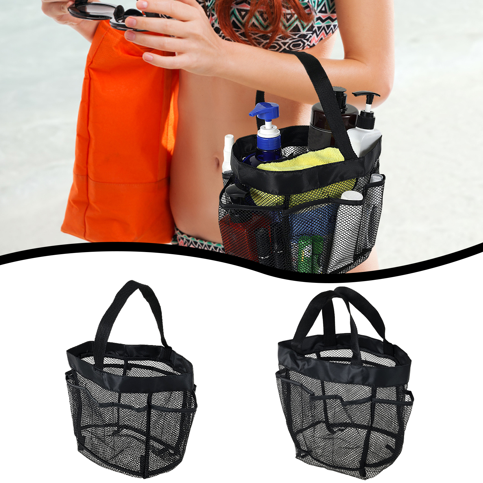 Mesh Shower Caddy Portable Tote Beach Bag Quick Dry Travel Storage Wash Bag for Bathroom Outdoor Camping Toiletry Organization