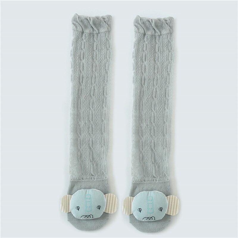 Baby Strakke Bodysuits Floor Jongen Meisje Kinderen Kinderen Zomer Ademend Anti Slip Peuter Slipper Hoge Knie Kous Baby Mesh: GRAY / 0 to 6 Month