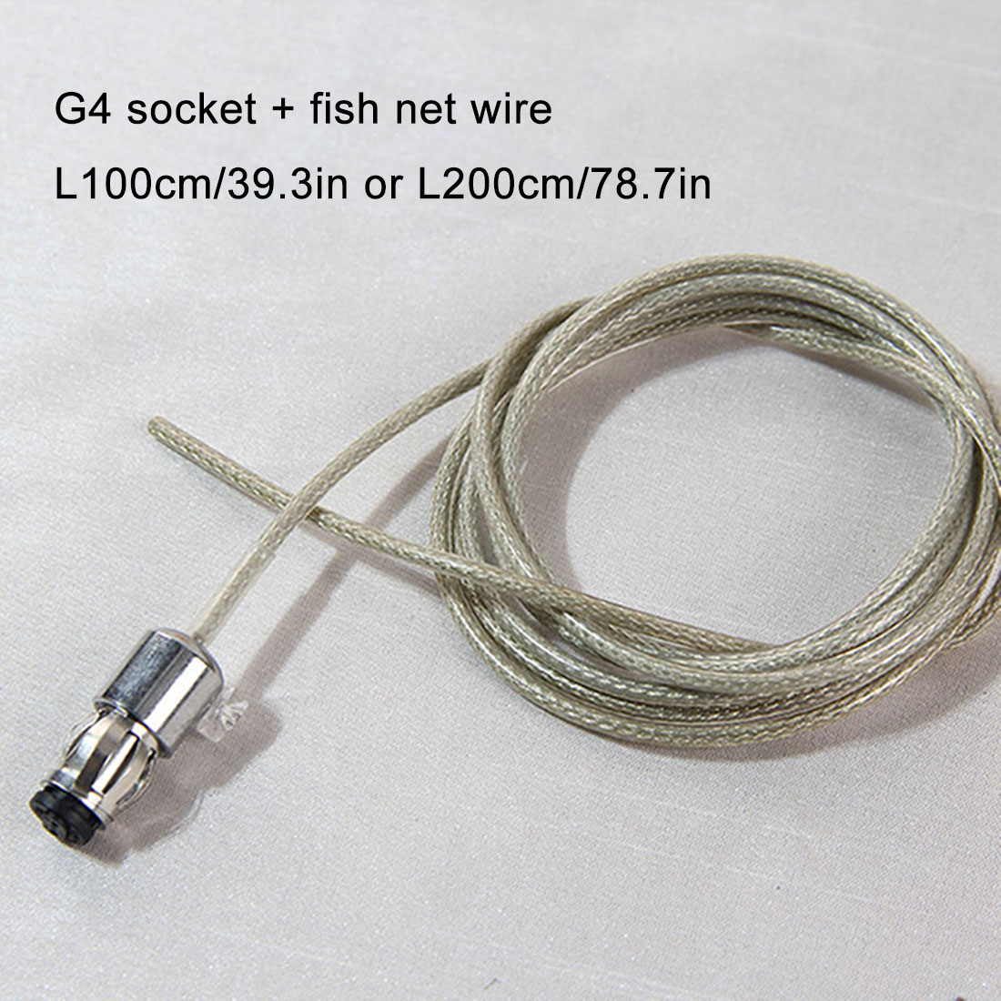 1/2/5/10pcs/pack G4 Metal lamp holder with 1m hanging wire g4 socket base + fish net cable lighting accessories