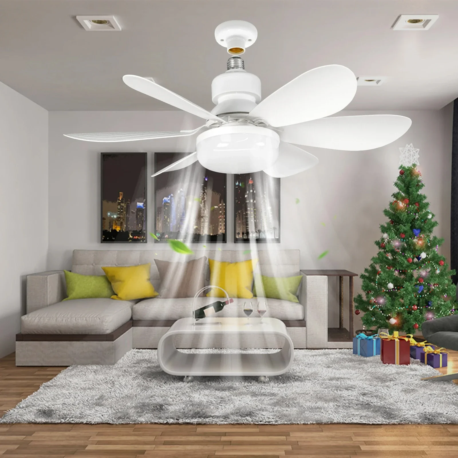 Ventiladores de techo Luz E27 LED 40W con función de atenuación remota Luz de ventilador de techo para dormitorio Garaje Estudio Cocina y uso doméstico