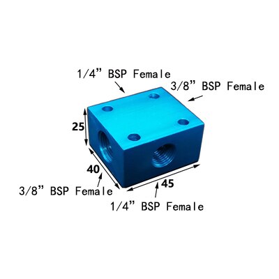 1/4" 3/8" BSP Female Aluminium Pneumatic Manifold Splitter Block Quick Connector Fitting Gas Distributor For Air Compressor: 1 Way