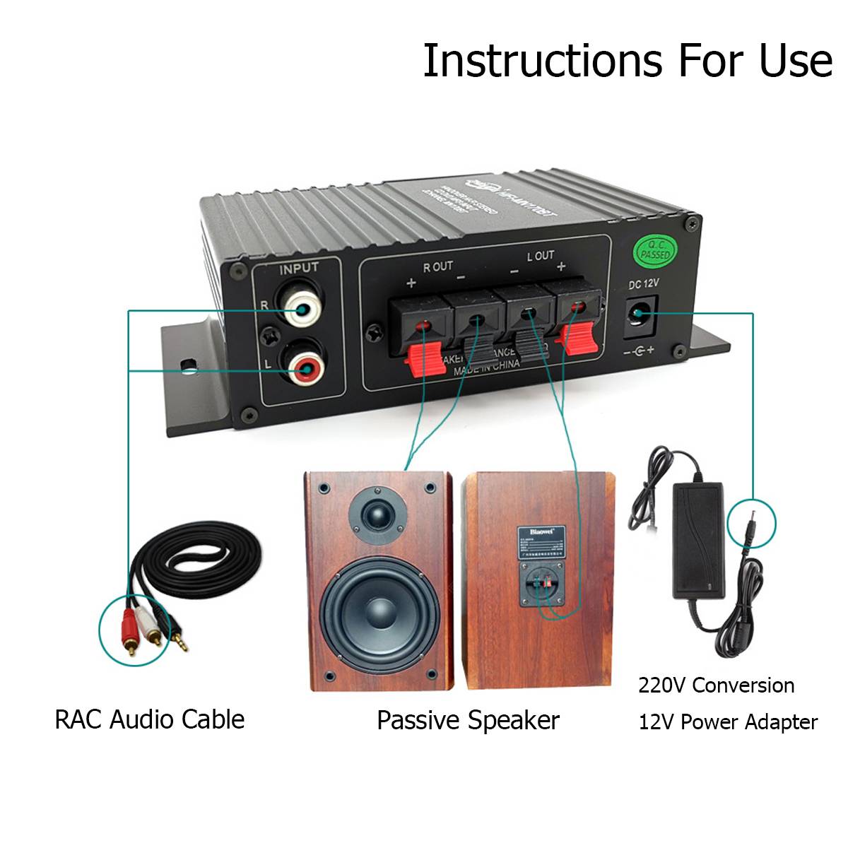 400W Stereo Hifi Car Home Subwoofer Amplifier Amp Sound Speaker bluetooth 4.2+EDR Audio LED