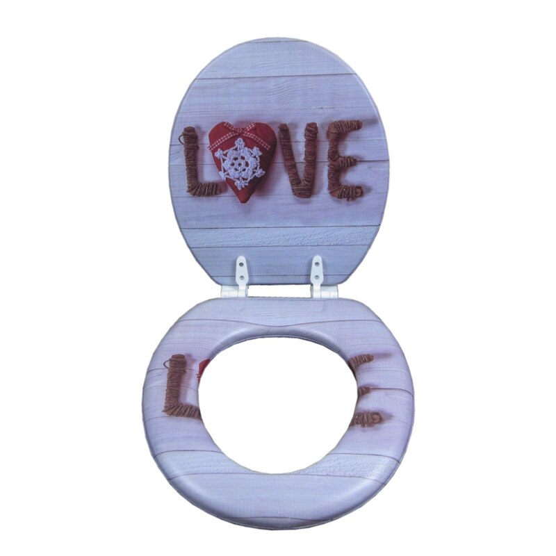 Couvercle de toilette L0VE motif doux siège de toilette de siège de toilette ensemble de couverture éponge 17 "siège de toilette