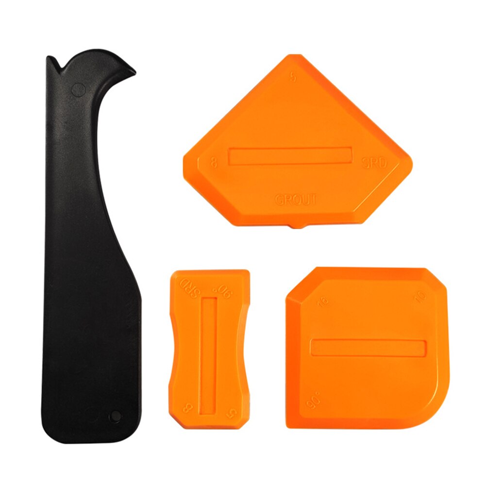 4pcs Silicone Joint Filler Smoothing Spatula Sealant Remover Caulk Finisher Scraper Grout Kit Glass Rubber Cleaning Squeegee: Orange set
