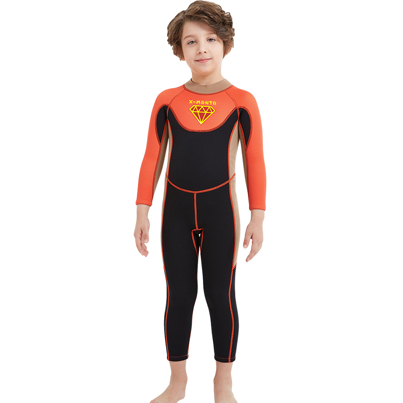 2.5mm Boy Superman Neoprene Wetsuit Keep Warm Spearfishing Diving Suit Children Surf Wet Suit X-MAN Swimming Suit for Boys: Black / M