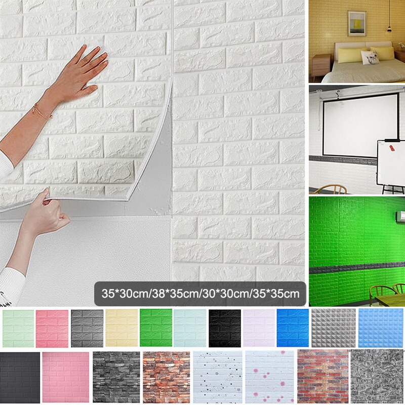 1pcs 3D Brick Wallpaper Waterproof Waterproof Contact Paper Doors For Living Room Bedroom Background Foam Wall Decoration