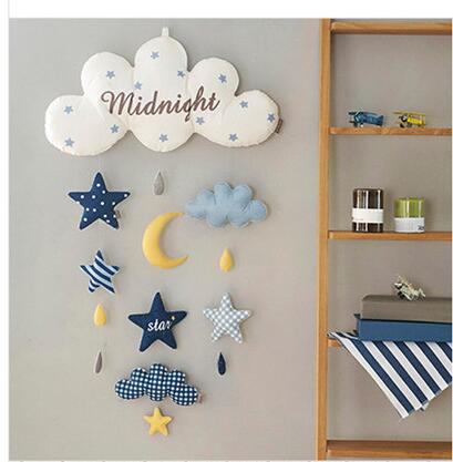 DIY Baby room decorations soft textile decorative hangers clouds stars moon kids toys infant bedroom wall stickers spaceman toys: night (finished)