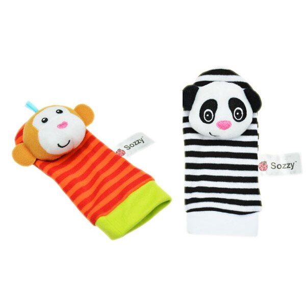 1pc baby socken Spielzeug Tier Socken Handgelenk Strap Mit Rassel Baby Fuß Socken Bug Handgelenk Band Baby Spielzeug Baby rasseln: PandaMonkeySocks