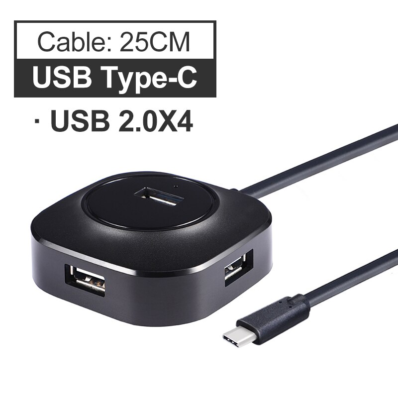 Usb c ハブ usb 3.0 ハブ、マルチ usb スプリッタ 4 ポートタイプ c ハブ 2.0 USB-C hab 複数タイプ c hab パンダ pc: USB C 2.0 - 25cm