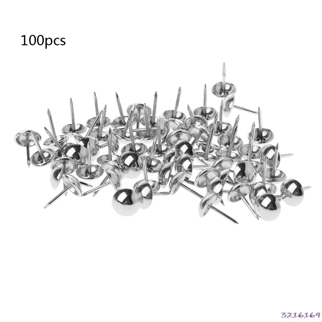 100 stuks antieke messing meubelspijkers, meubelspijkers, punaises, decoratie-accessoires: Zilver