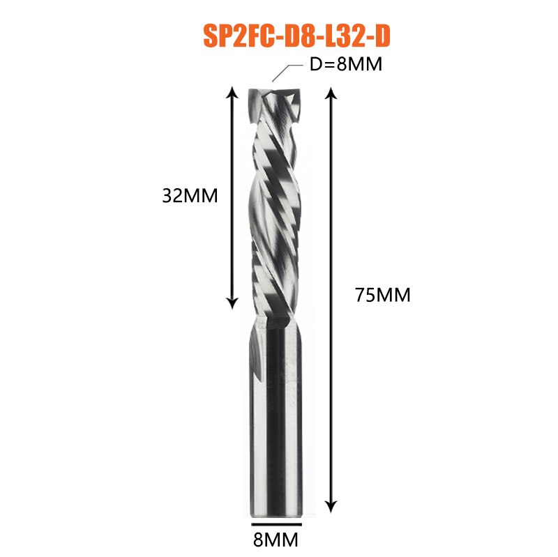 Fresa de compresión para carpintería, corte hacia arriba y hacia abajo, dos flautas, herramienta de fresado de carburo en espiral, enrutador, brocas de corte de fresa de madera: 24mm
