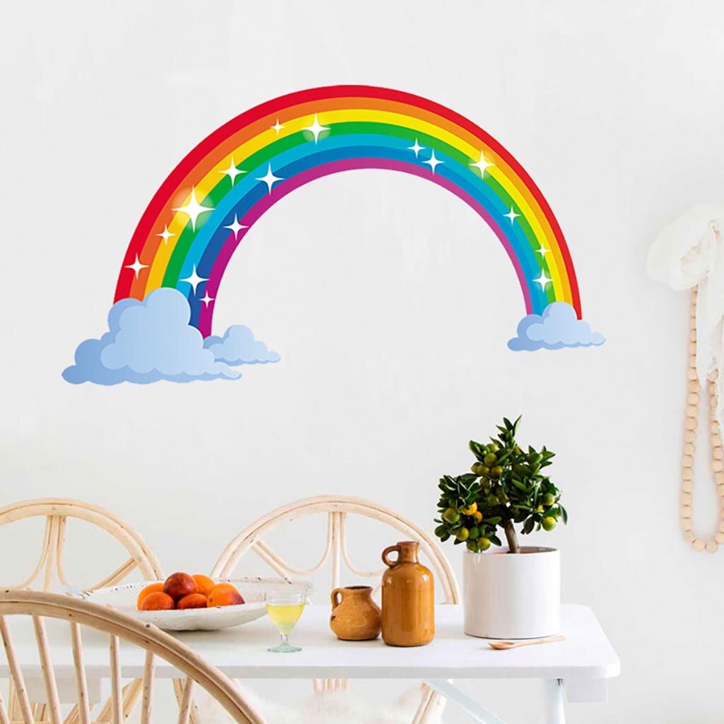 Rainbow Clouds Wall Sticker Kids Bedroom Nursery Window Decals Vinyl Art Murals Removable Wallpaper Pvc Home Shop Diy Decoration