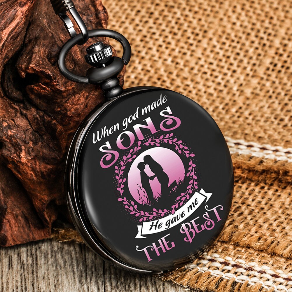 Men's Portable Pocket Watch He Gave Me The Best Digital Clear White Dial Thick Chain Necklace Best Anniversary For Son