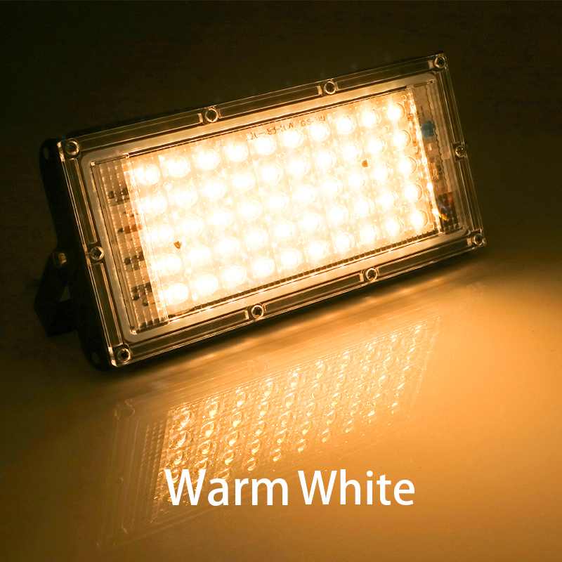 LED Flood Light IP65 Waterproof AC 110V 220V 50W 100W Outdoor Garden Projector Lighting Spotlight Wall Lamps Floodlights: Beige / Warm White / Warm White (2700-3500K) / 100W
