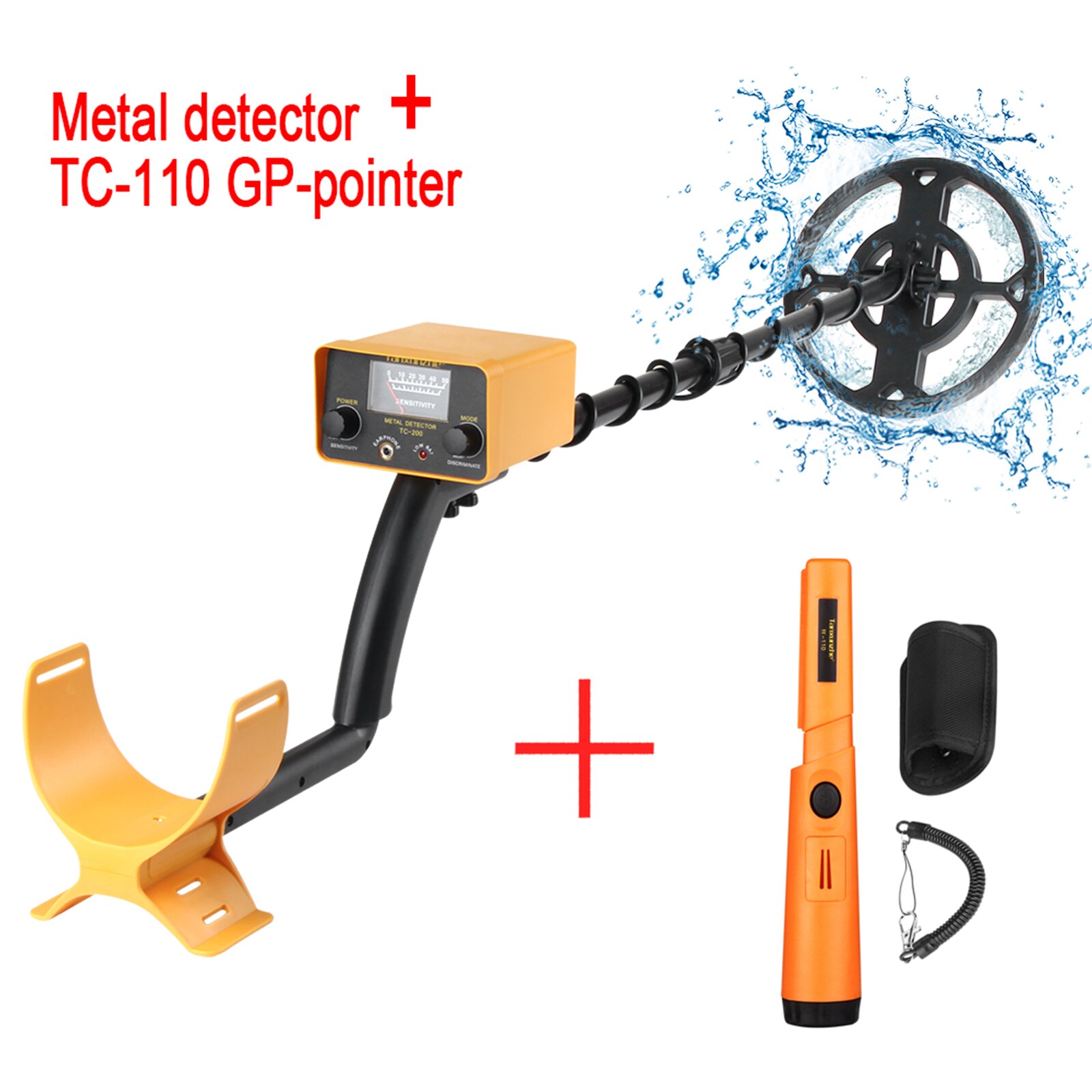 Tanxunzhe Metal Detector Underground Gold Detector TC-200 Metal Length Adjustable Treasure Hunter Seeker Portable Detector: With GP-pointer