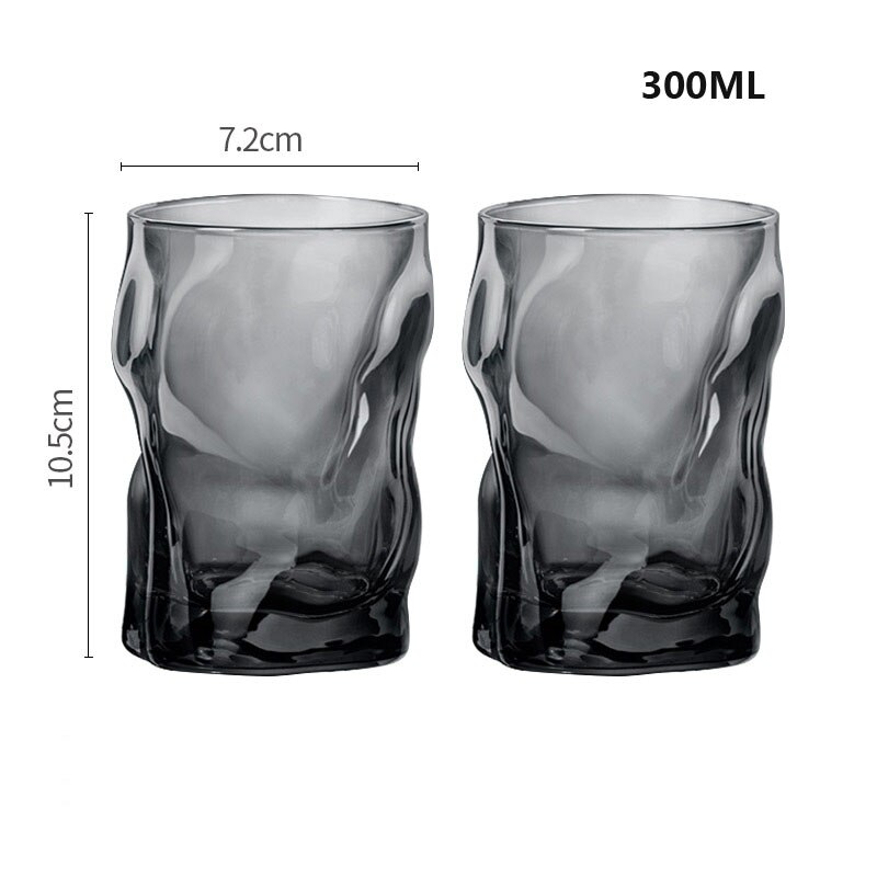 2pcs/300ML glass Cups Cold and transparent Water Cups couples Drinking utensils Wine Cup Bar Hotel Party Drinking ware: Black 2pcs