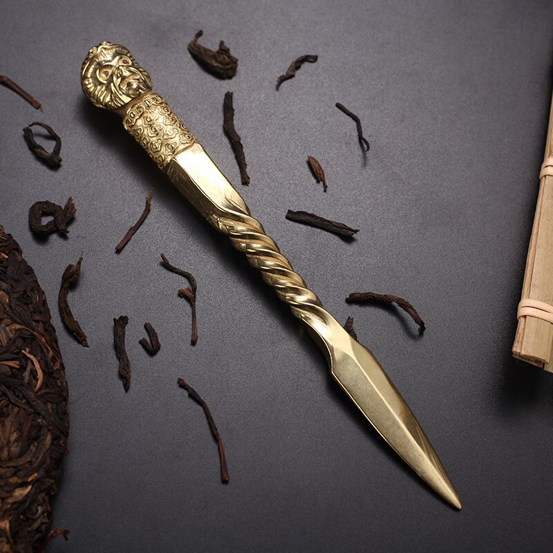 Einfache Gold Tee Messer Tee Nadel Zeremonie Verdickung aufbringen Chinesischen Tee Cutter Tee Kegel Spezielle EinfüGen Te Matcha Teegeschirr DF50C